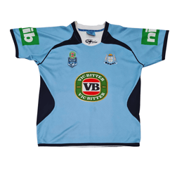 A Classic New South Wales Blues 2013 Jersey, in size Large, with a v on the front.