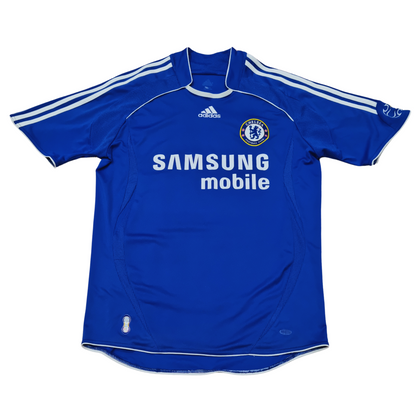 The Chelsea 2007/08 Home Jersey, designed by Adidas, in blue and white, is designed for men.