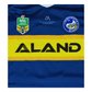 A blue and yellow jersey with the word aland on it. This ISC Parramatta Eels 2018 Foundation Jersey is available in Mens size 2X-Large.